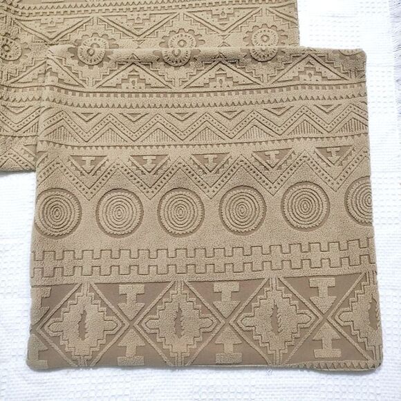 Decorative Textured Tan Throw Pillow Case Set #3 - Picture 2 of 4